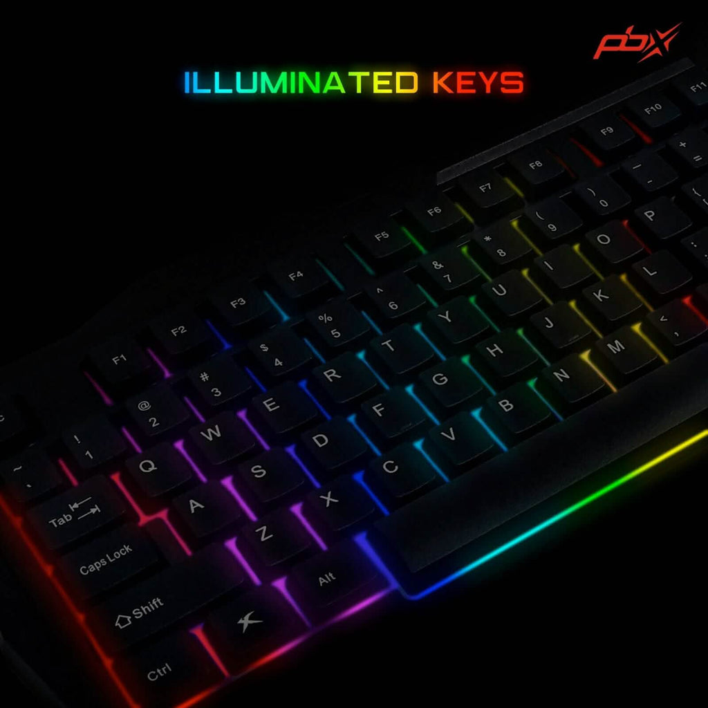 PBX Backlit Pro Gaming Keyboard - Full-Sized & Ergonomic with LED RGB Backlight