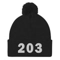 203 Area Code Pom-Pom Beanie