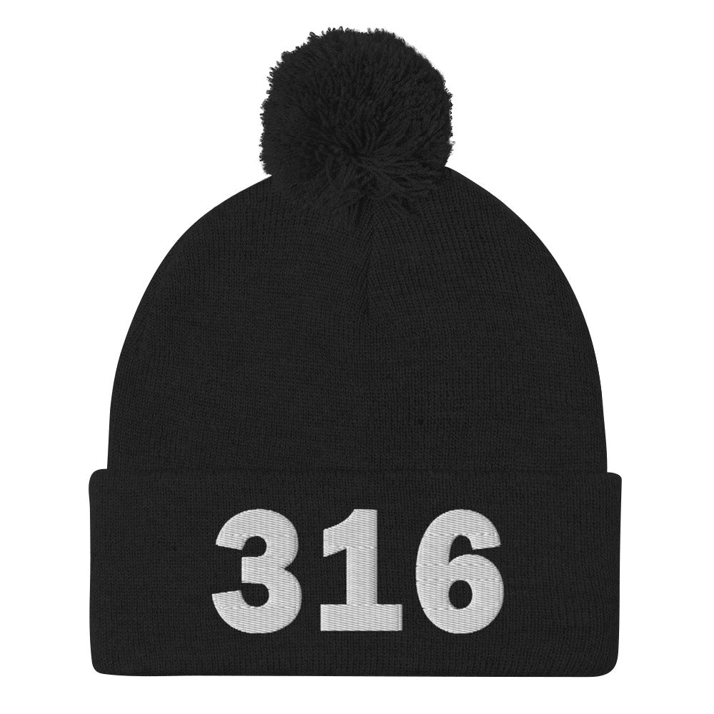 316 Area Code Pom-Pom Beanie