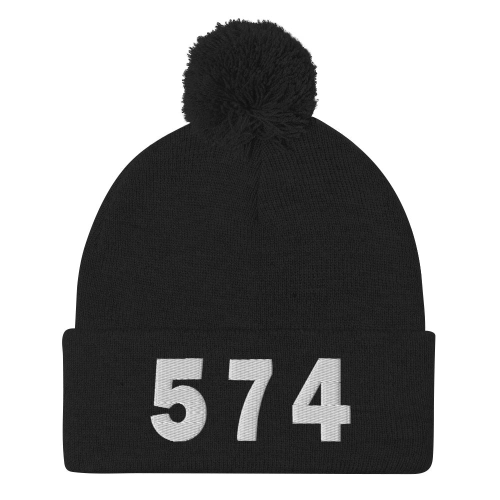 574 Area Code Pom-Pom Beanie