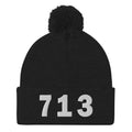 713 Area Code Pom-Pom Beanie