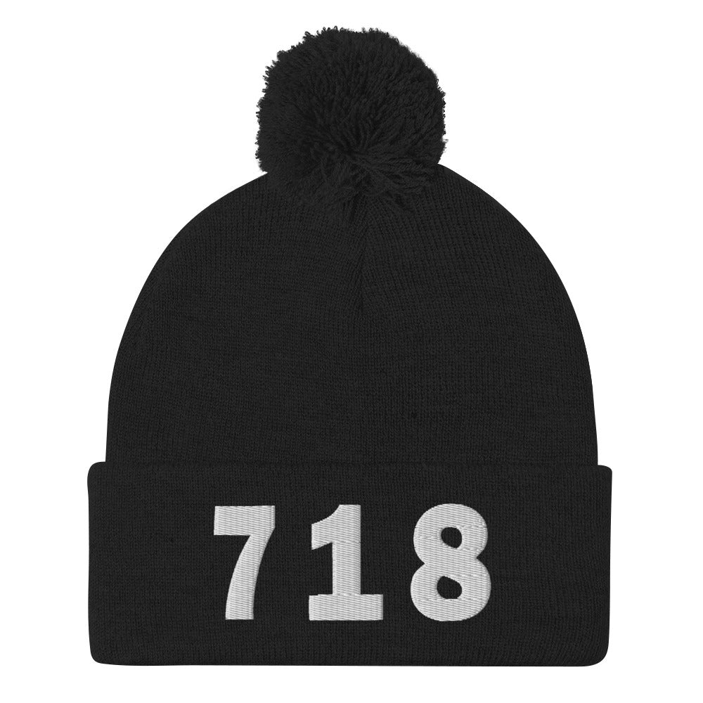 718 Area Code Pom-Pom Beanie