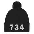 734 Area Code Pom-Pom Beanie