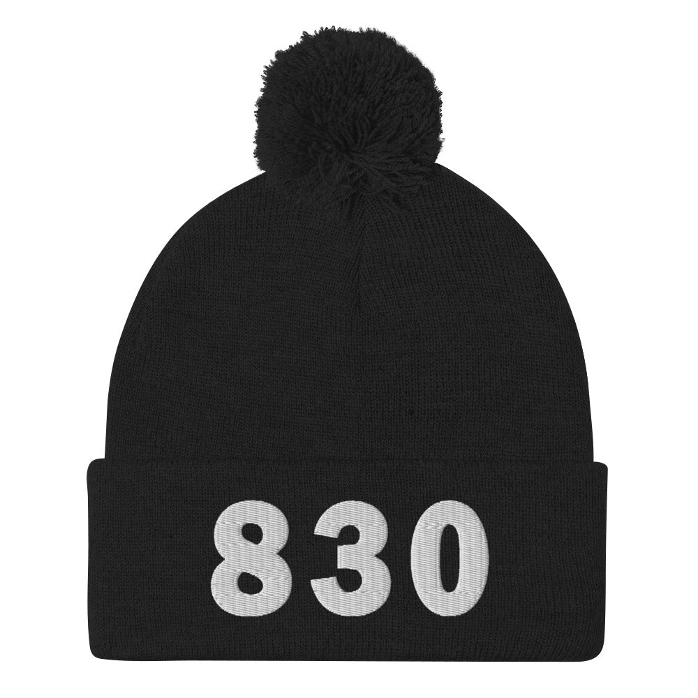 830 Area Code Pom-Pom Beanie