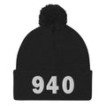 940 Area Code Pom-Pom Beanie