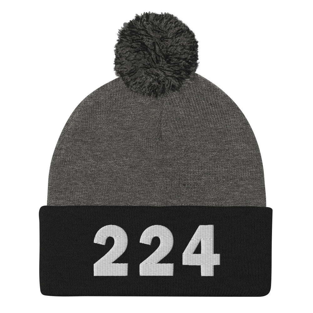 224 Area Code Pom-Pom Beanie
