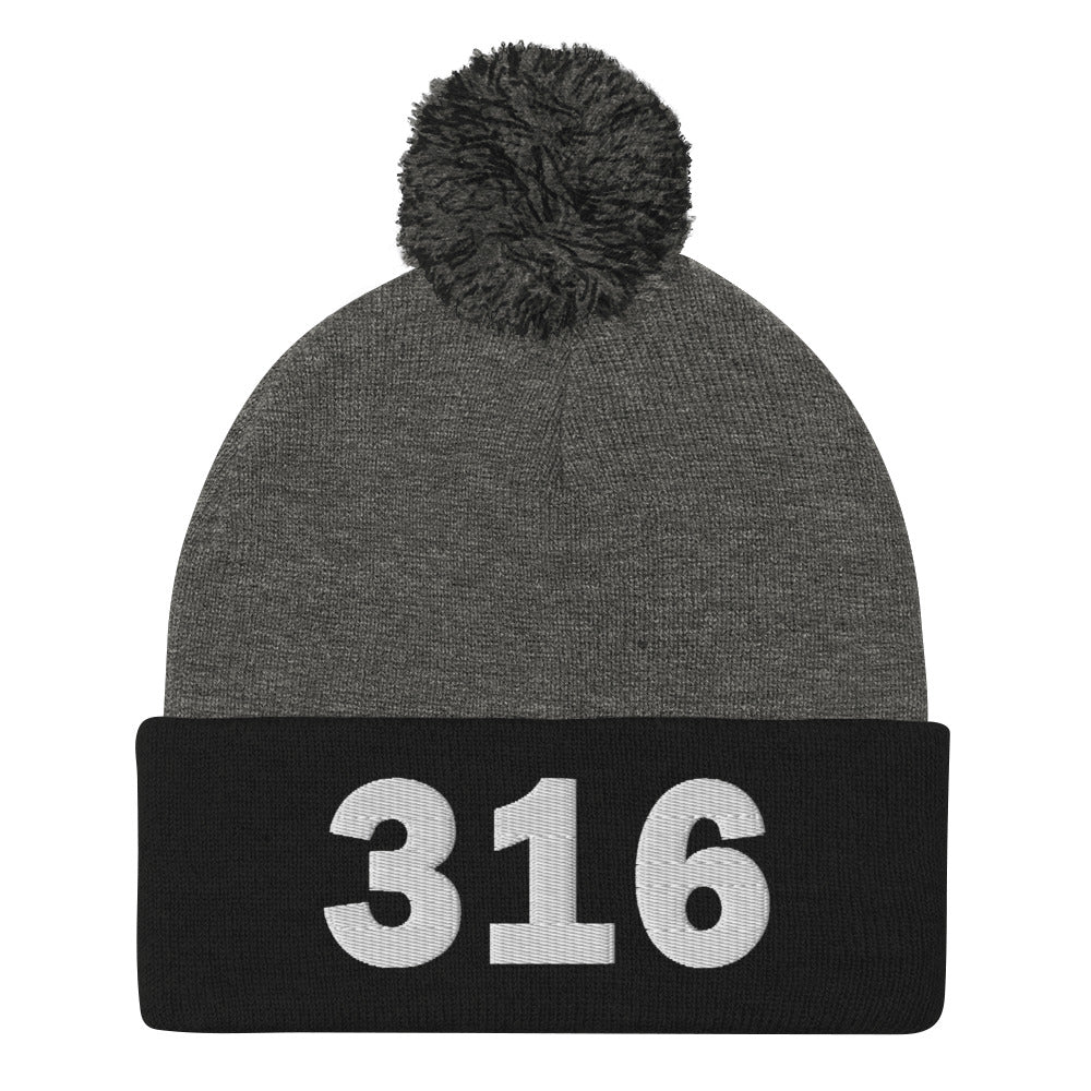 316 Area Code Pom-Pom Beanie