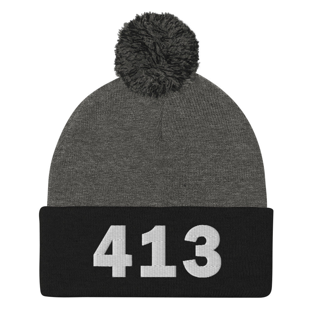 413 Area Code Pom-Pom Beanie