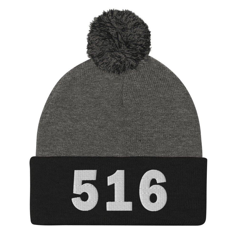 516 Area Code Pom-Pom Beanie