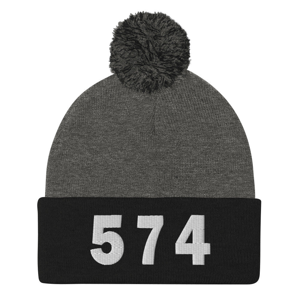 574 Area Code Pom-Pom Beanie