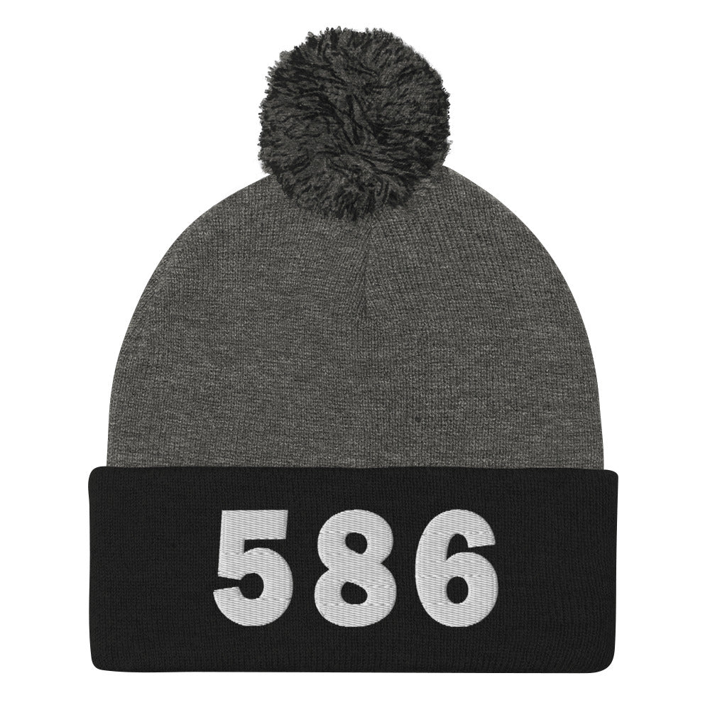 586 Area Code Pom-Pom Beanie