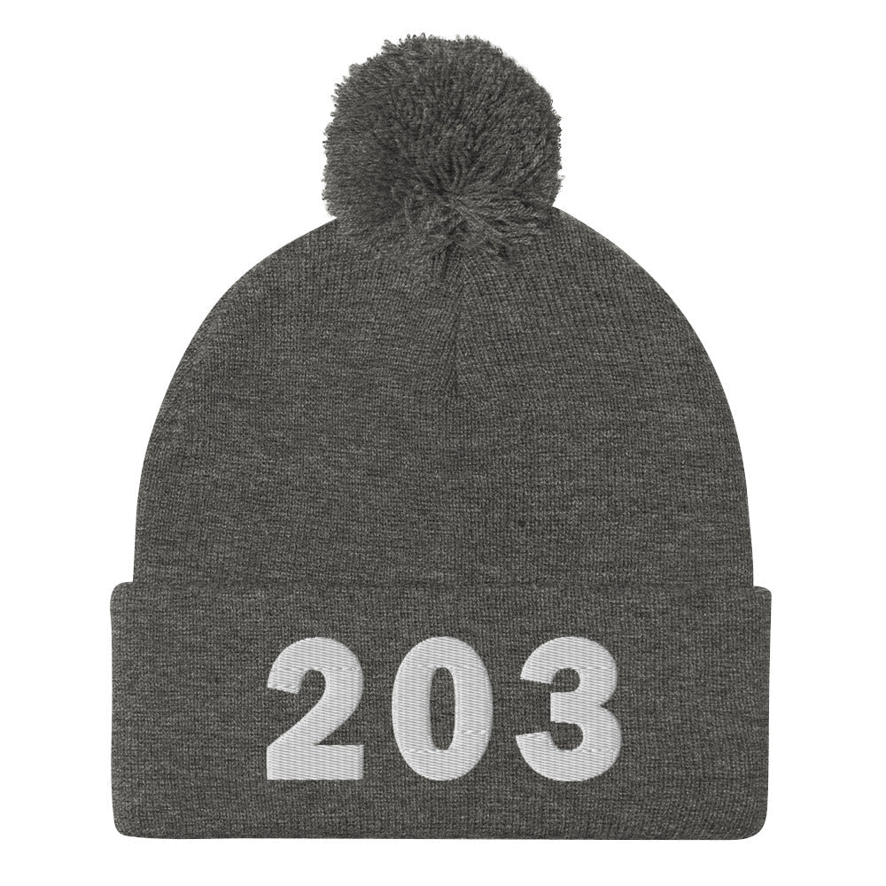 203 Area Code Pom-Pom Beanie
