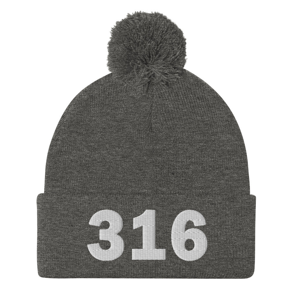 316 Area Code Pom-Pom Beanie