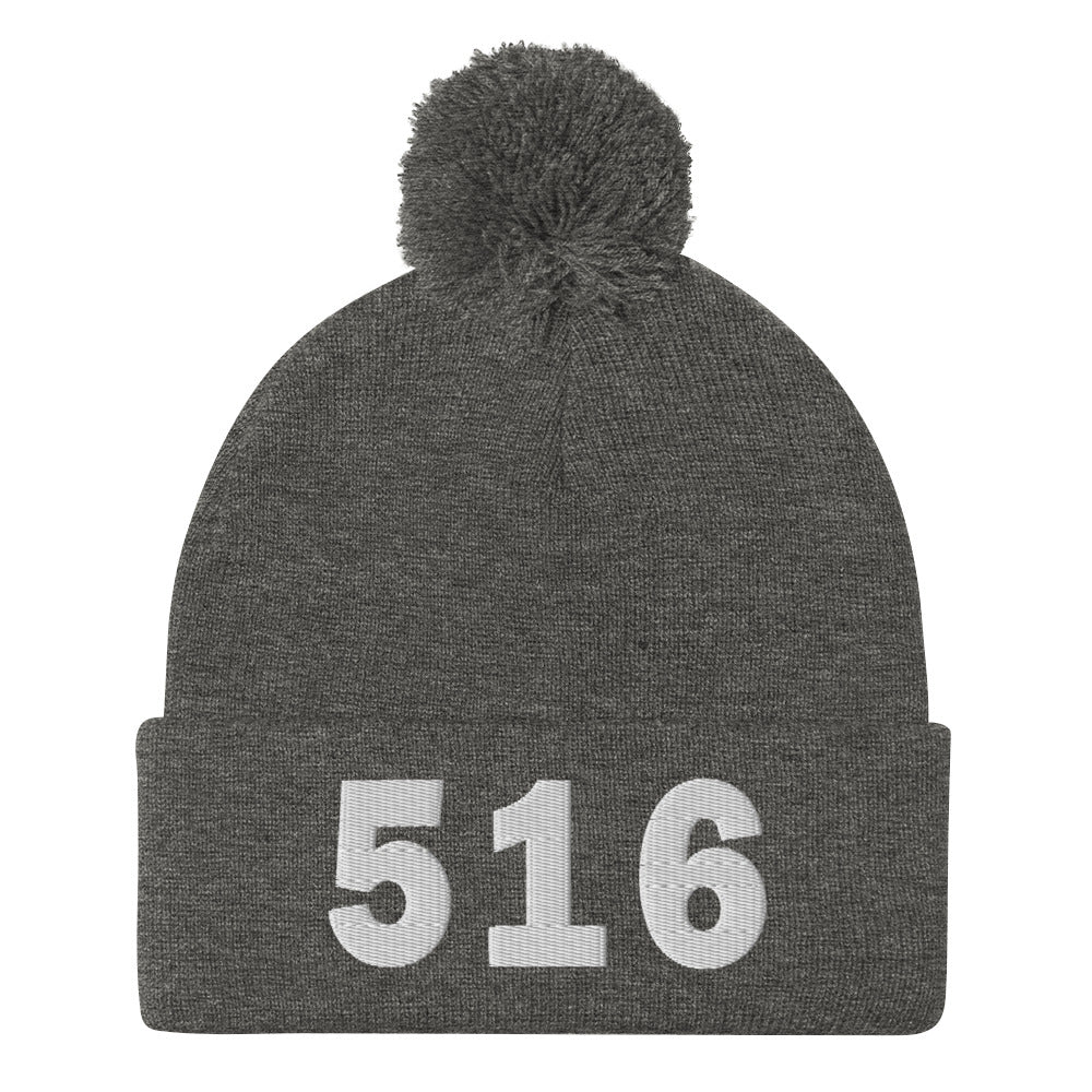 516 Area Code Pom-Pom Beanie