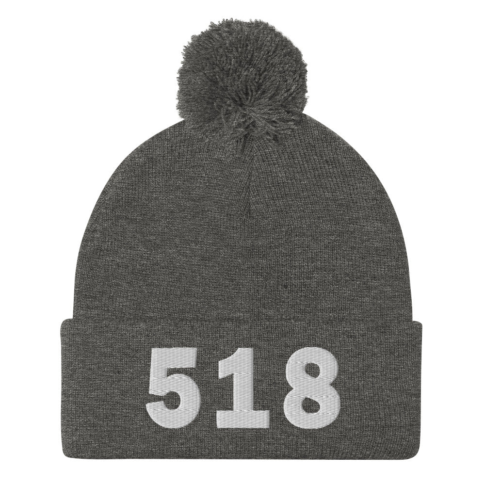 518 Area Code Pom-Pom Beanie