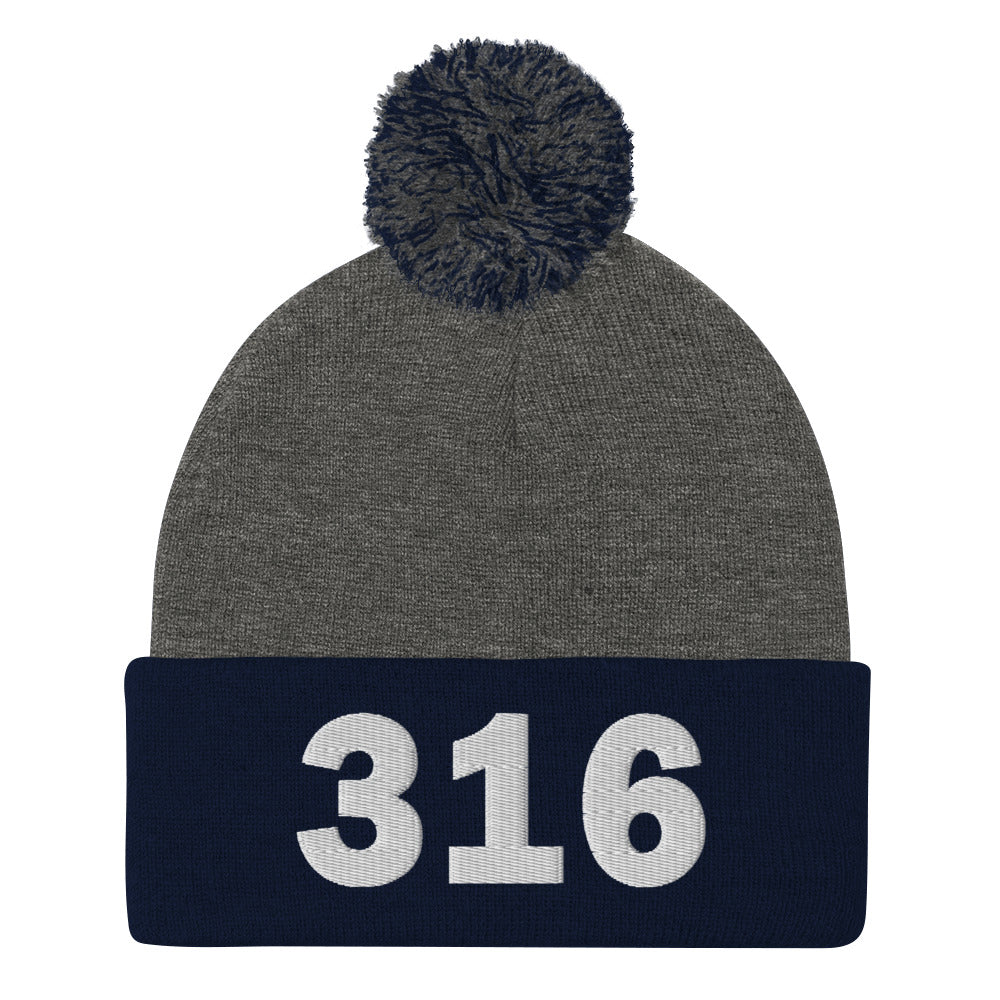 316 Area Code Pom-Pom Beanie
