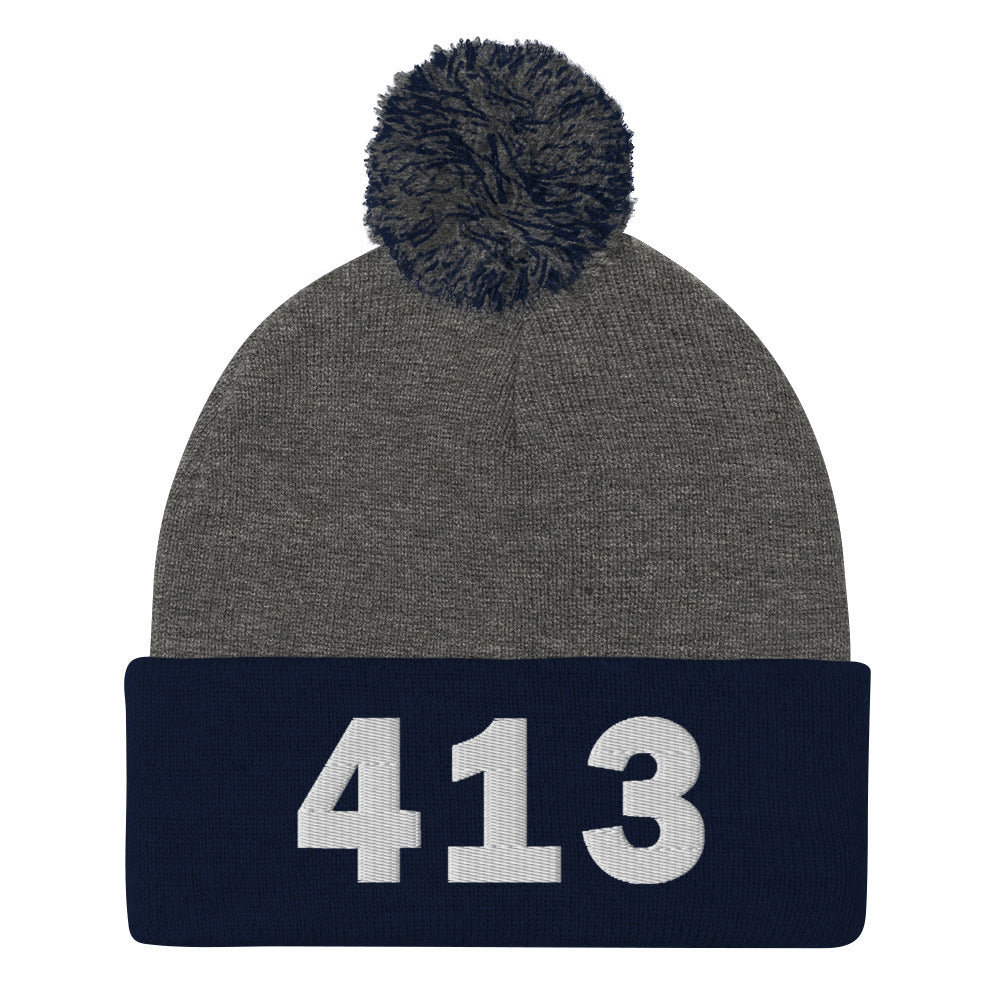 413 Area Code Pom-Pom Beanie