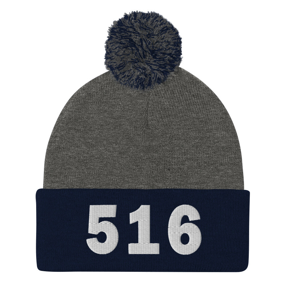 516 Area Code Pom-Pom Beanie