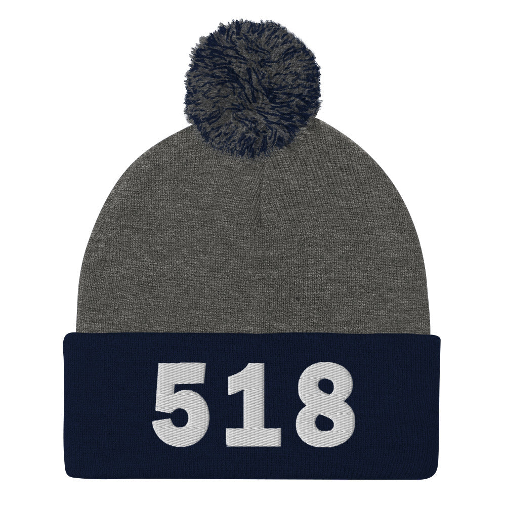 518 Area Code Pom-Pom Beanie