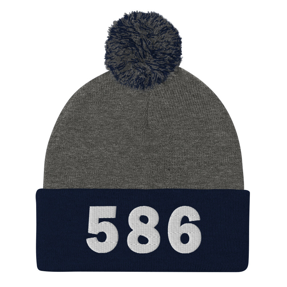 586 Area Code Pom-Pom Beanie