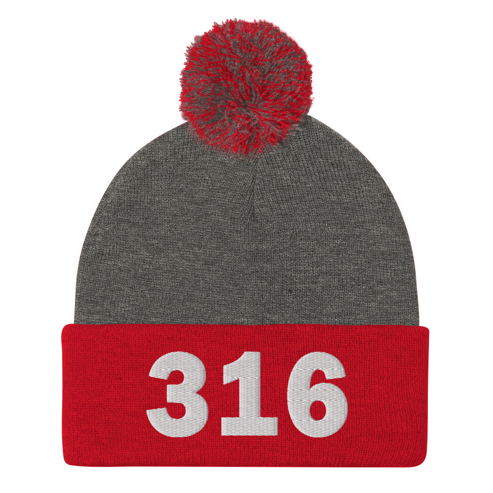 316 Area Code Pom-Pom Beanie