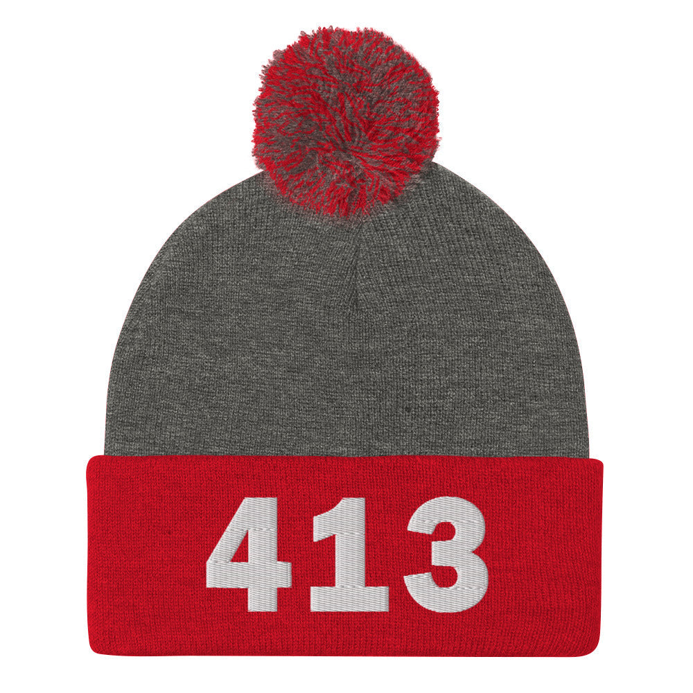 413 Area Code Pom-Pom Beanie