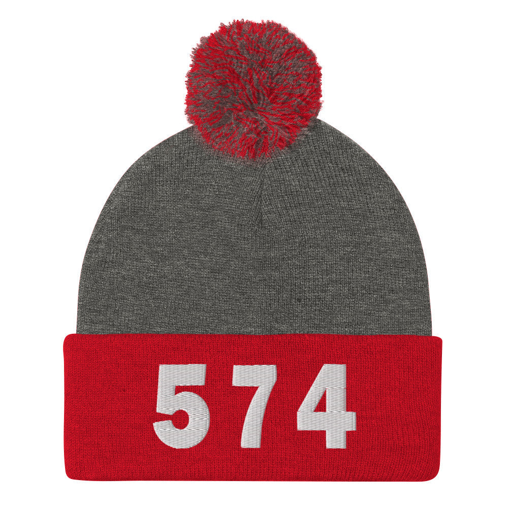 574 Area Code Pom-Pom Beanie