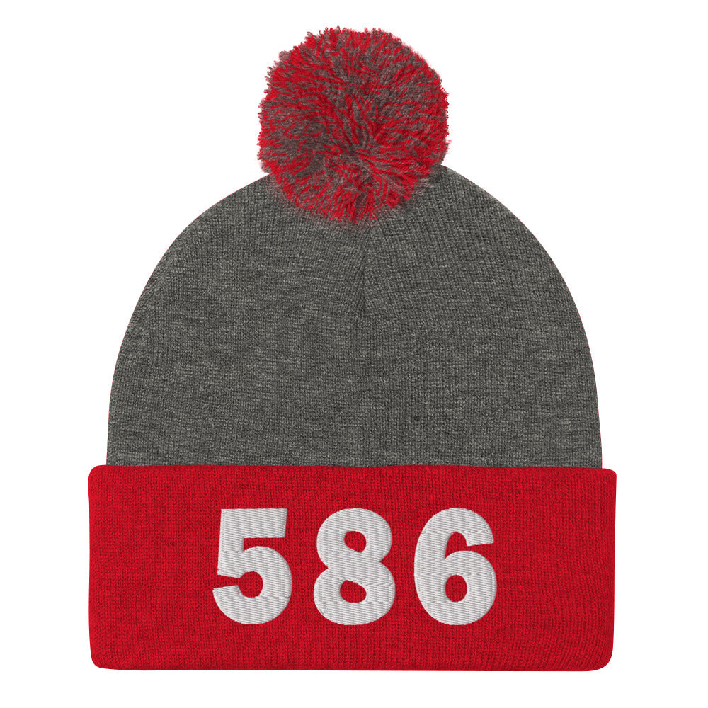 586 Area Code Pom-Pom Beanie