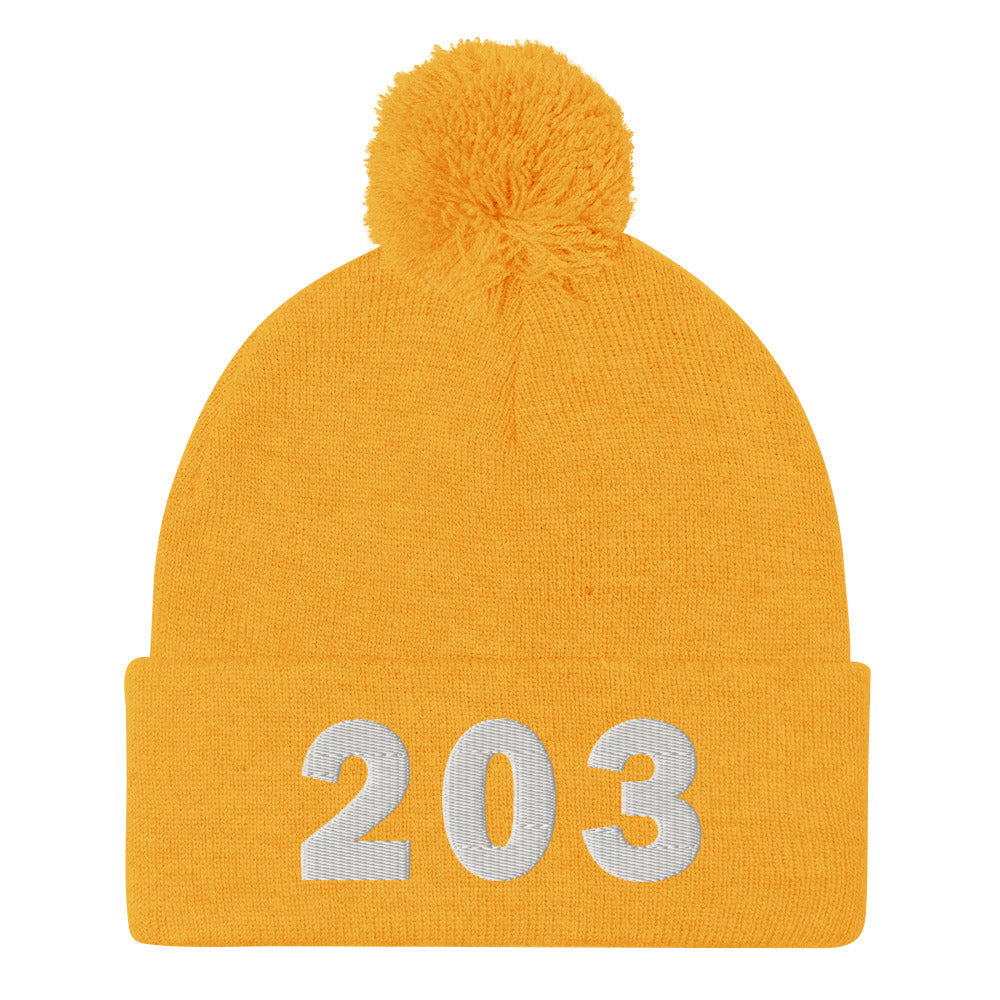203 Area Code Pom-Pom Beanie