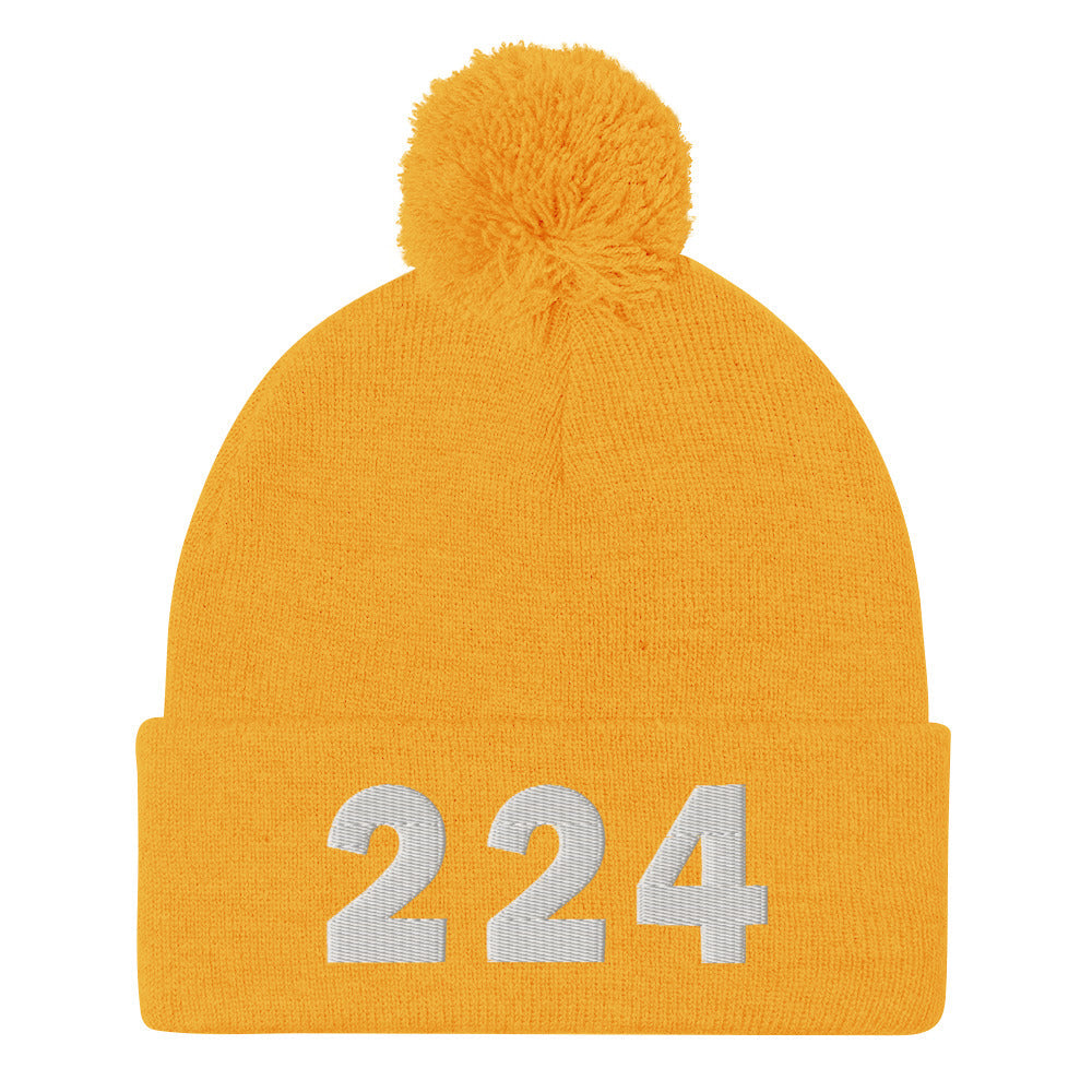 224 Area Code Pom-Pom Beanie