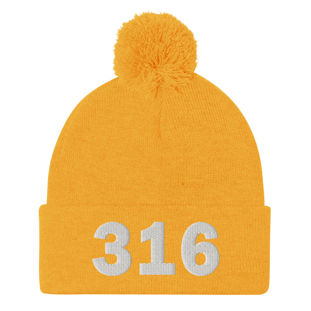 316 Area Code Pom-Pom Beanie