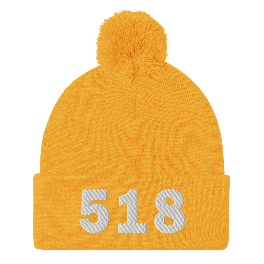 518 Area Code Pom-Pom Beanie