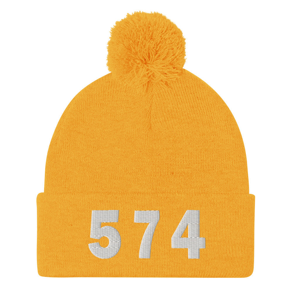 574 Area Code Pom-Pom Beanie