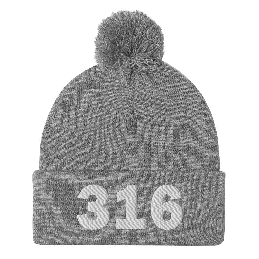316 Area Code Pom-Pom Beanie