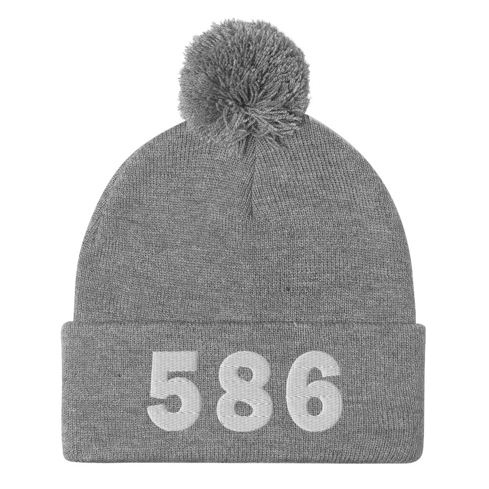 586 Area Code Pom-Pom Beanie
