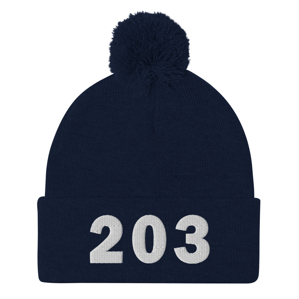 203 Area Code Pom-Pom Beanie