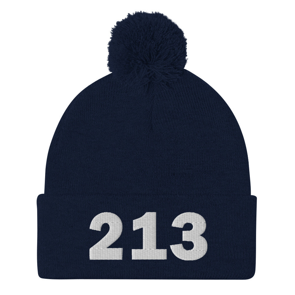 213 Area Code Pom-Pom Beanie