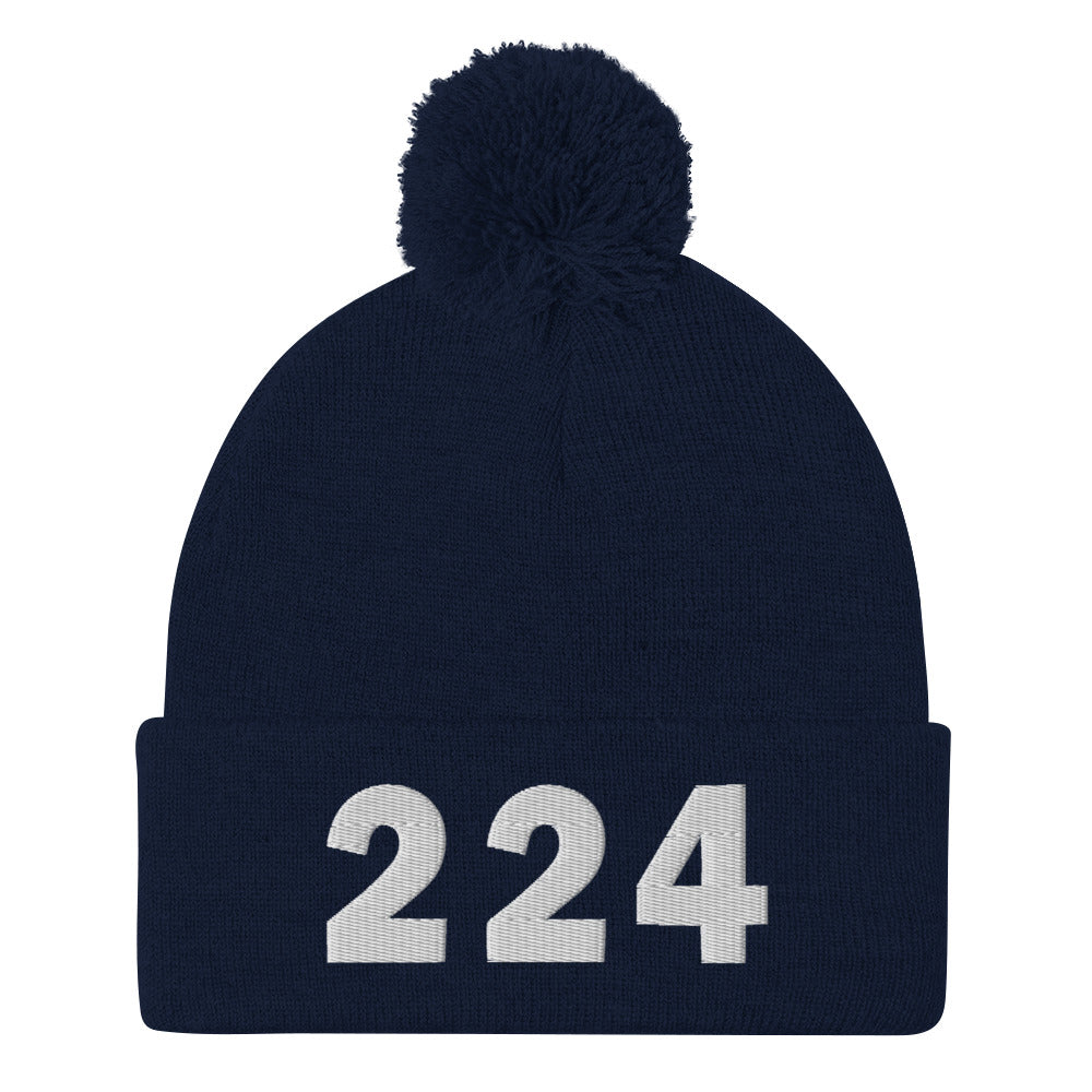 224 Area Code Pom-Pom Beanie