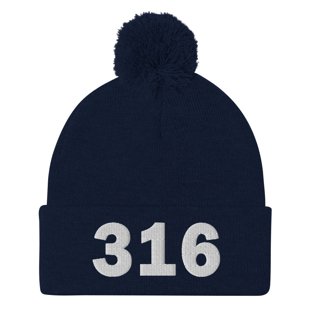 316 Area Code Pom-Pom Beanie