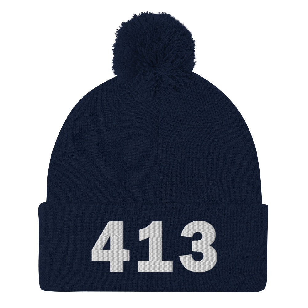 413 Area Code Pom-Pom Beanie
