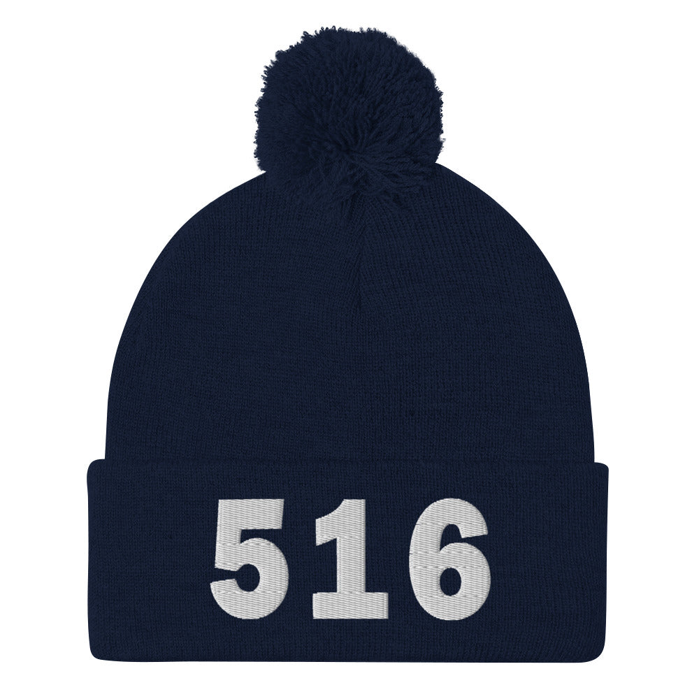 516 Area Code Pom-Pom Beanie