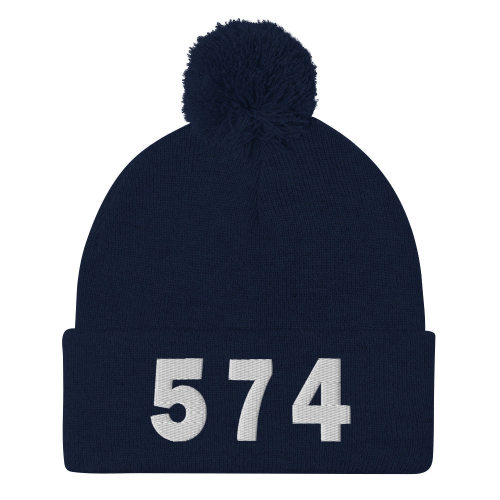 574 Area Code Pom-Pom Beanie