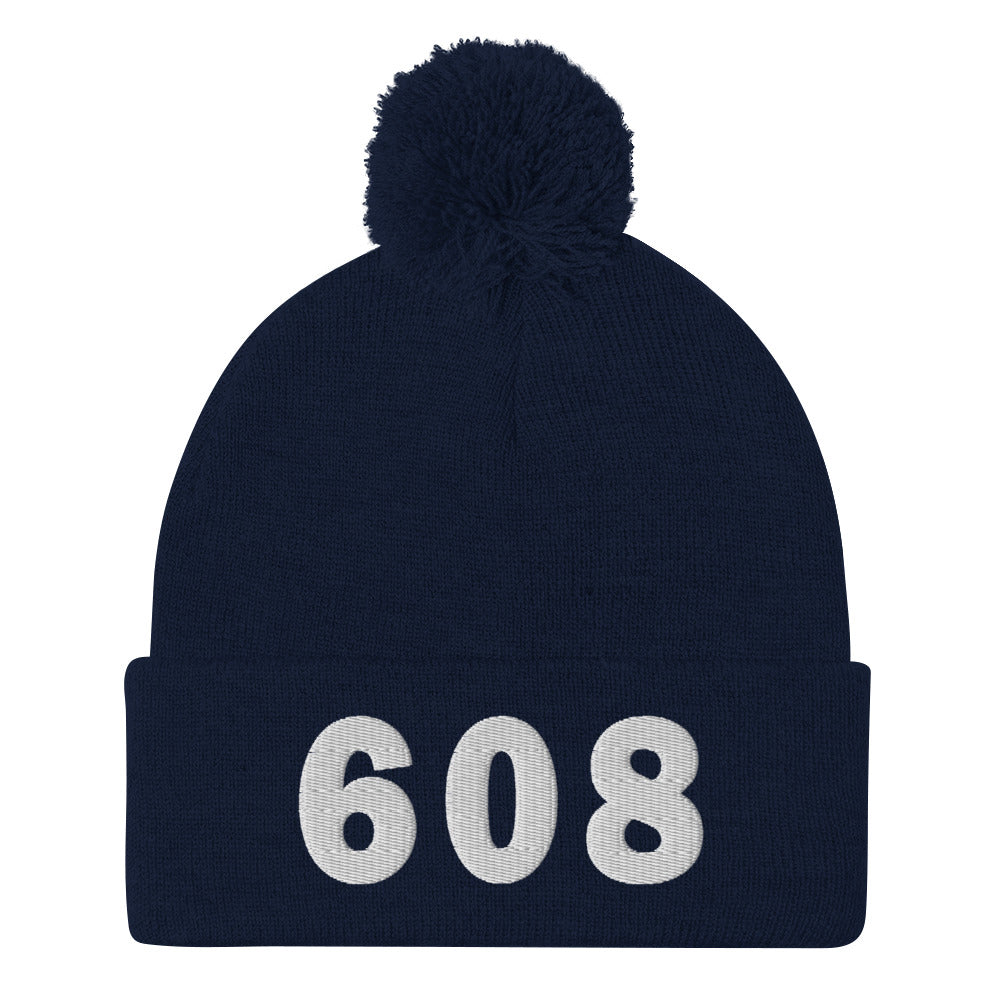 608 Area Code Pom-Pom Beanie