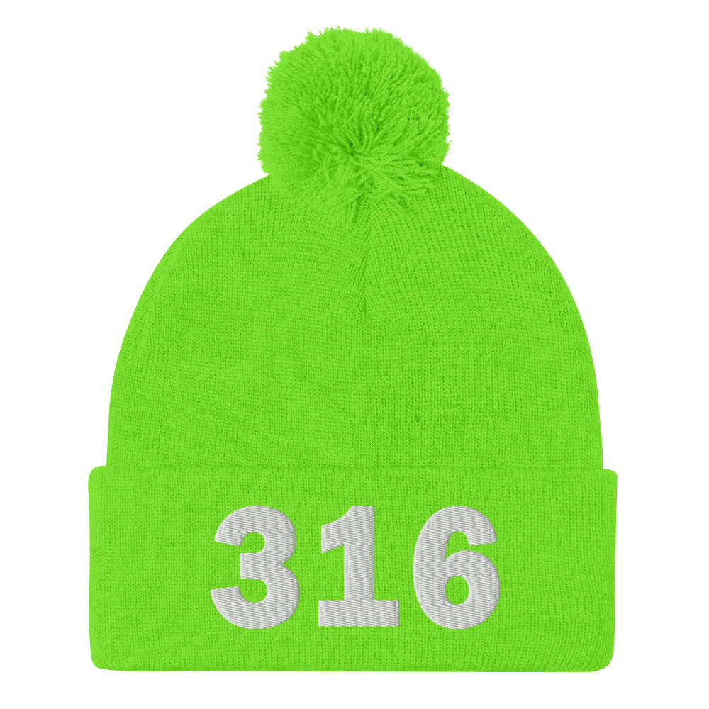 316 Area Code Pom-Pom Beanie