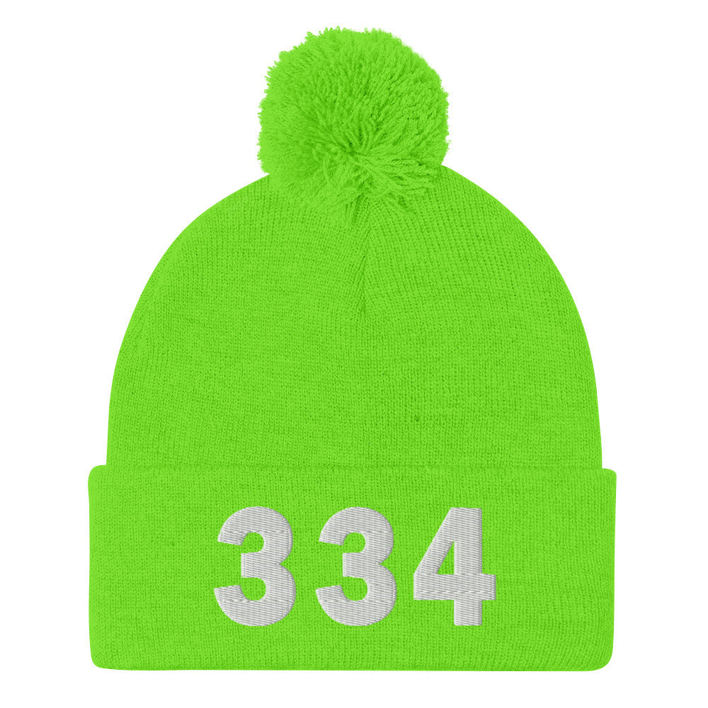 334 Area Code Pom-Pom Beanie