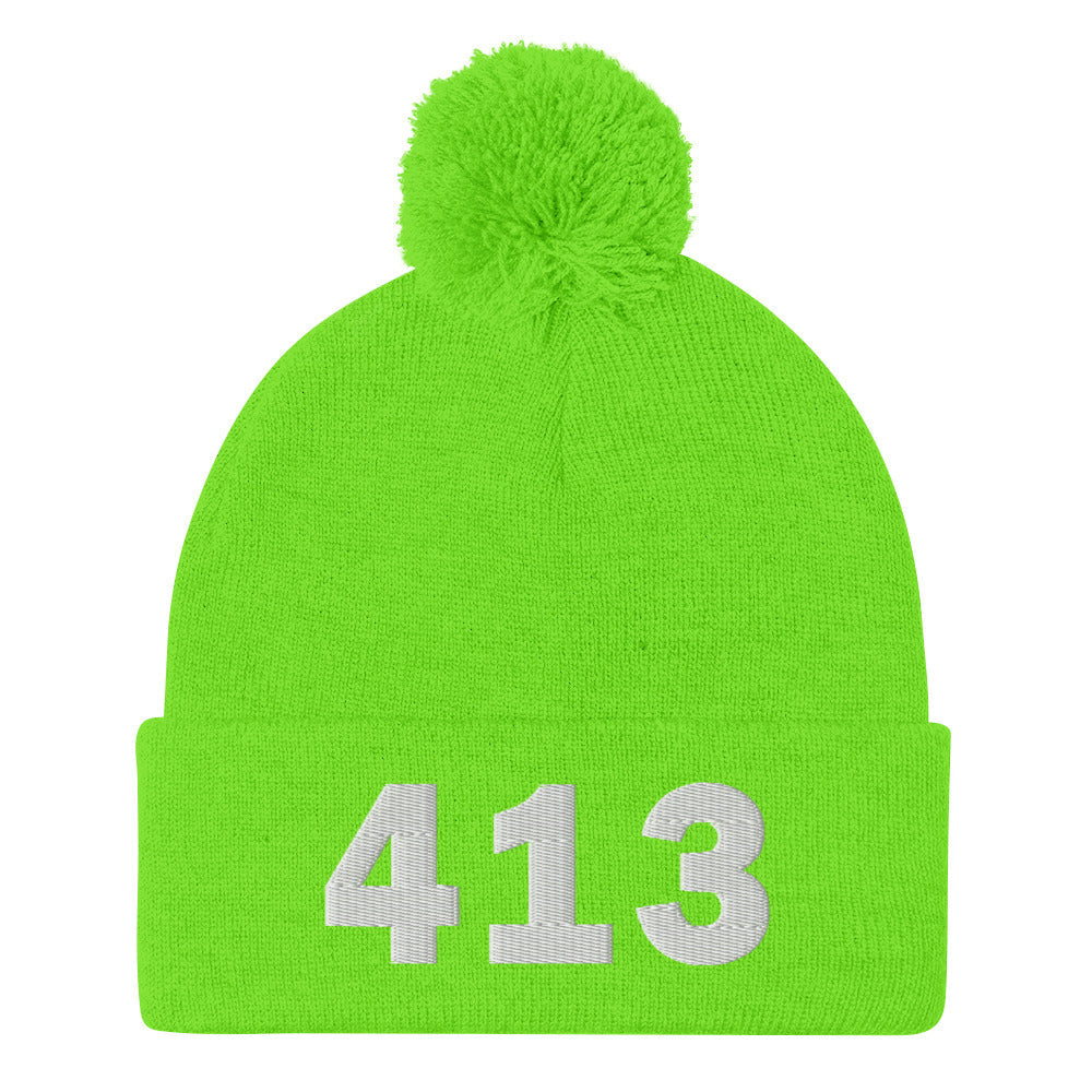 413 Area Code Pom-Pom Beanie