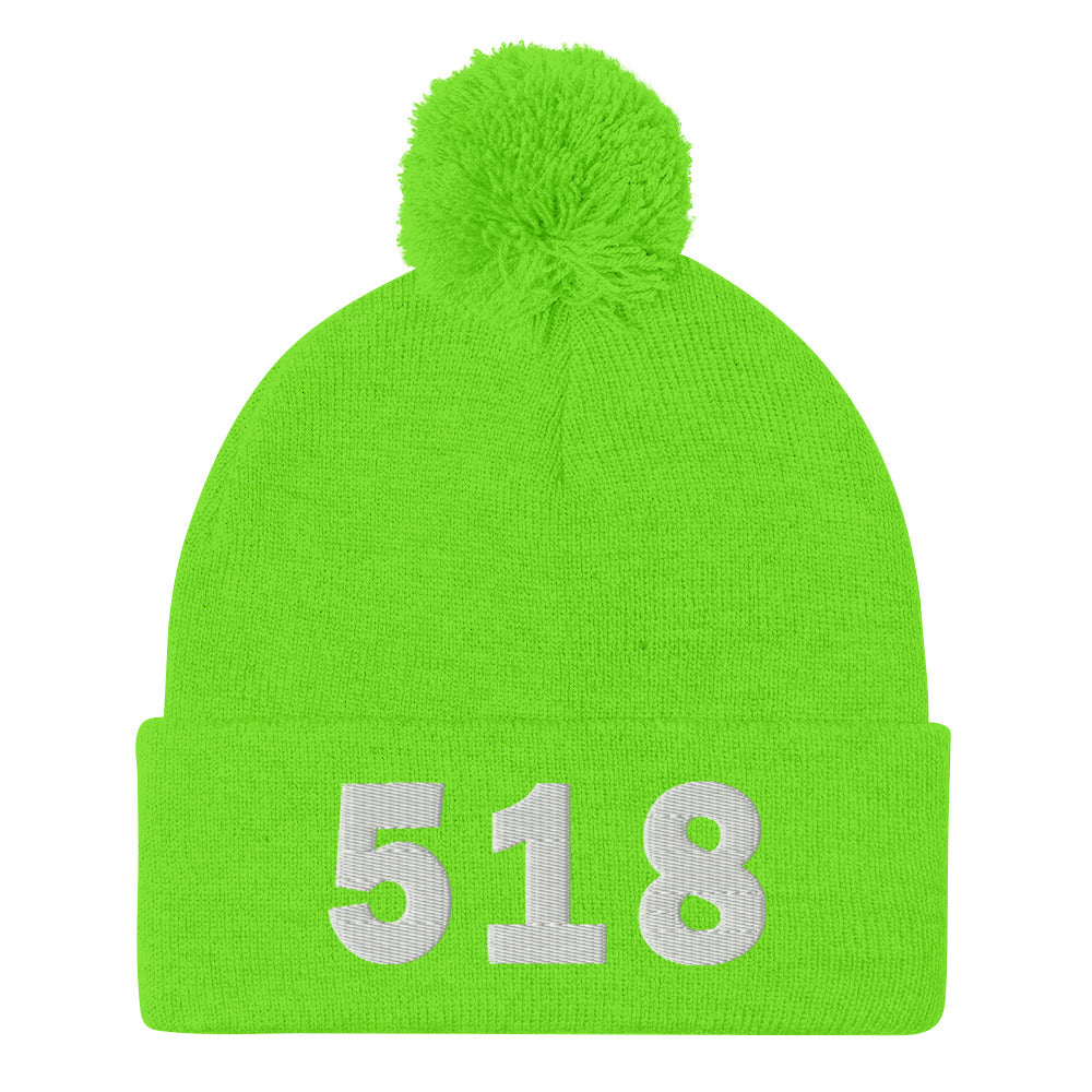 518 Area Code Pom-Pom Beanie