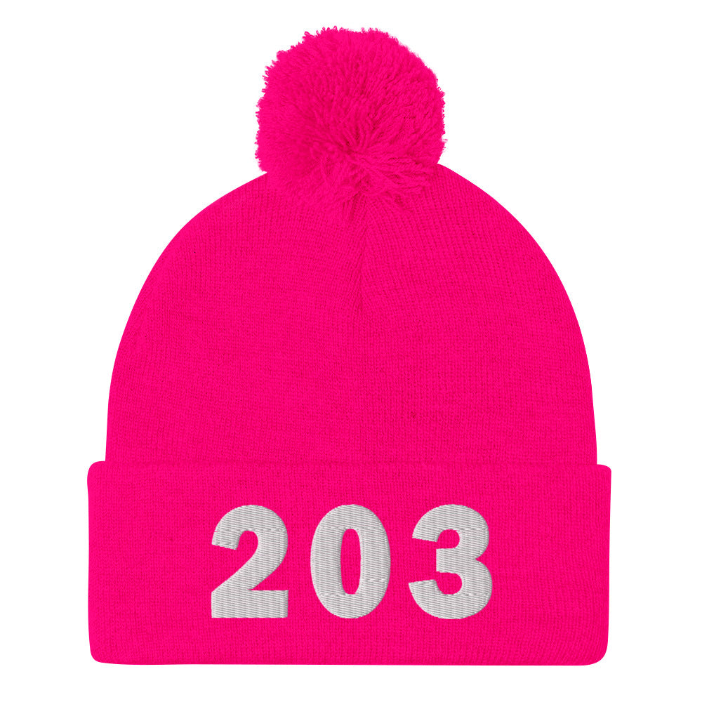 203 Area Code Pom-Pom Beanie
