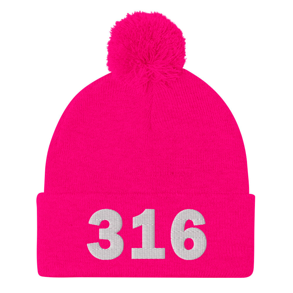 316 Area Code Pom-Pom Beanie
