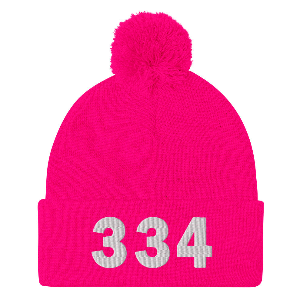 334 Area Code Pom-Pom Beanie
